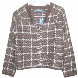 Michelle Nicole Boucle Plaid Snap Front Cardigan SZ S